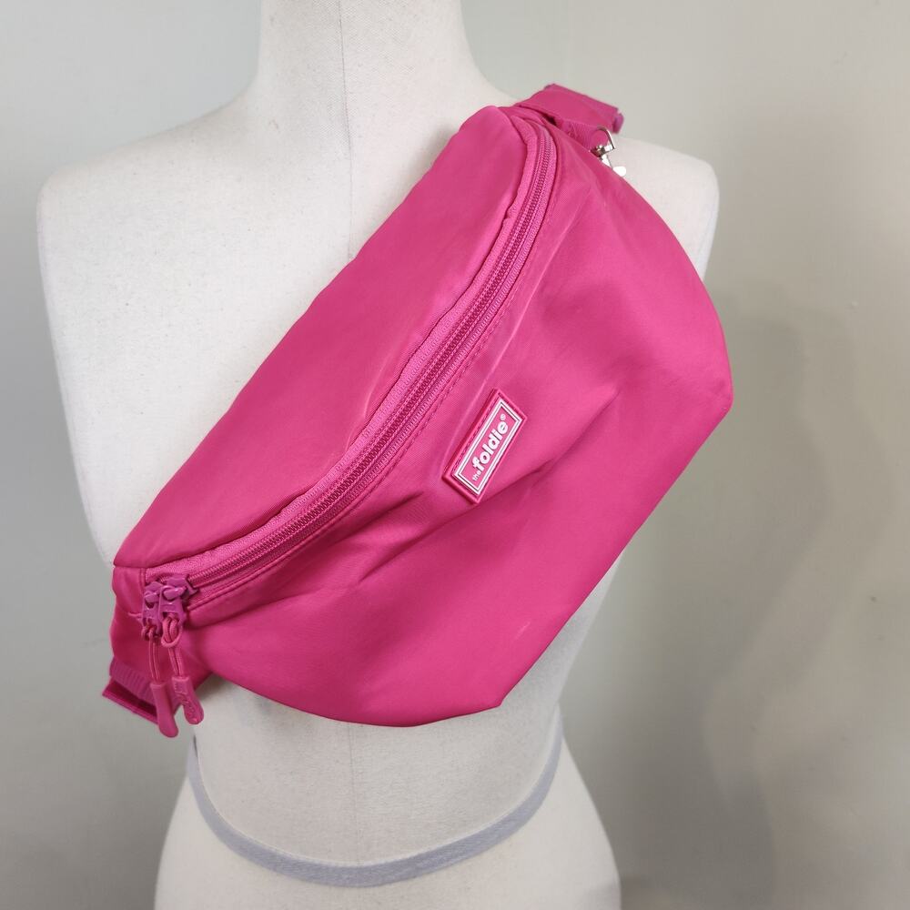 The Foldie Belt Bag Womens Medium Pink Nylon Fanny Pack Waist RFID Safe Travel